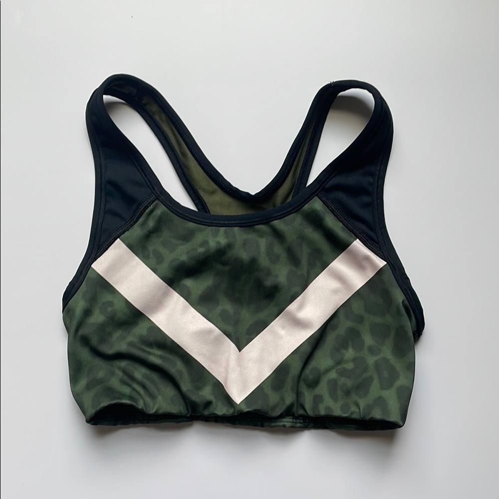 PINK Victoria's Secret Olive and Black Leopard Sports Bra
